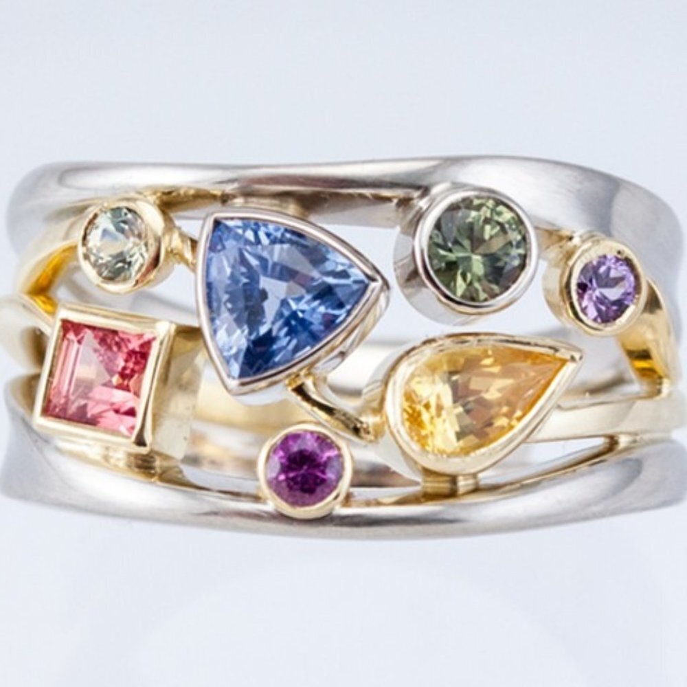 😍Multi Color Stone 925 Silver Ring for Women, F032 (LIMITED EDITION!!) - Picture 7 of 8